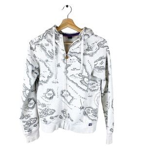 TNA Aritzia Pacific Map Zip Front Hoodie Gray